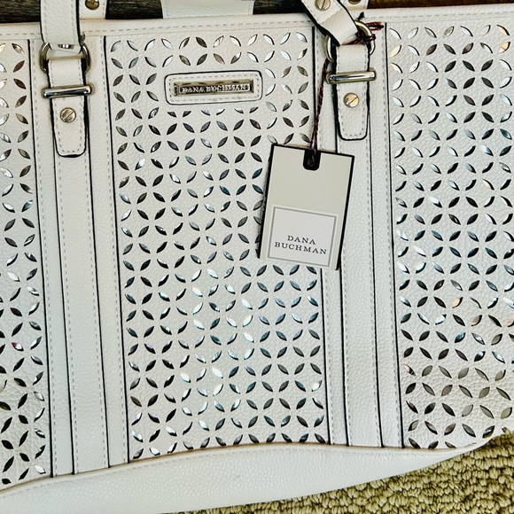NWT- Dana Buchman Cream Perforated Tote/shoulder Bag - Picture 3 of 8